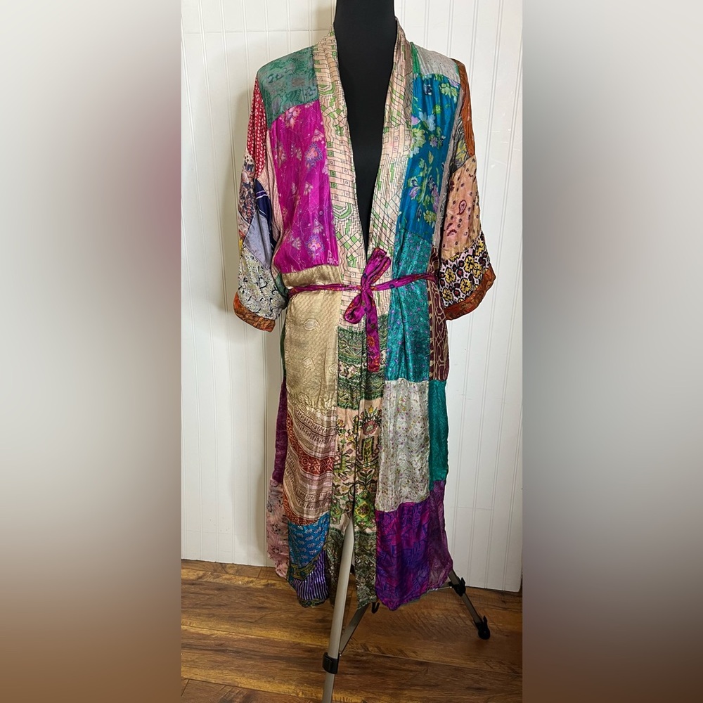 Sacred Threads Vibrant Patchwork Robe - image 3